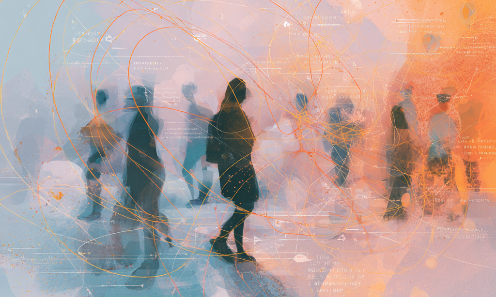 Abstrakte Illustration von Social-Media-Algorithmen / KI-generiertes Bild mit Midjourney Abstrakte Illustration von Social-Media-Algorithmen / KI-generiertes Bild mit Midjourney