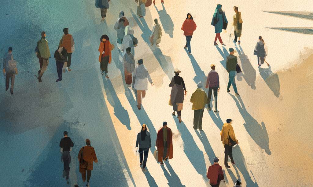 Abstrakte Illustration einer Menschenmenge; KI-generiertes Bild Abstrakte Illustration einer Menschenmenge; KI-generiertes Bild